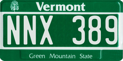 VT license plate NNX389