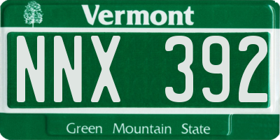 VT license plate NNX392