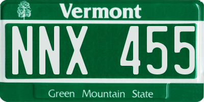 VT license plate NNX455