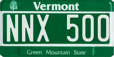 VT license plate NNX500