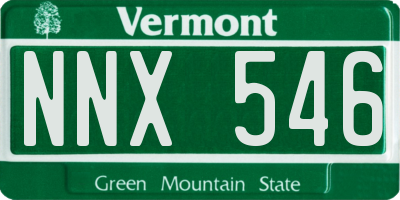 VT license plate NNX546