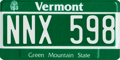VT license plate NNX598
