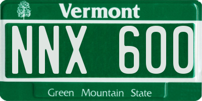 VT license plate NNX600