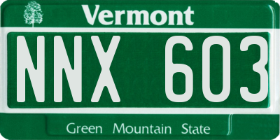 VT license plate NNX603
