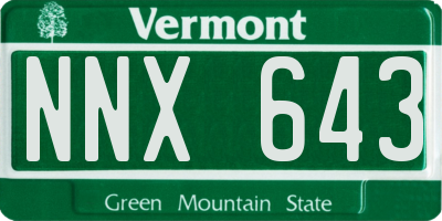 VT license plate NNX643