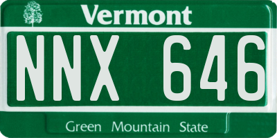 VT license plate NNX646