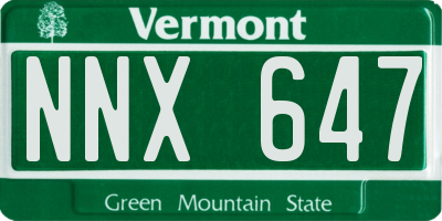VT license plate NNX647