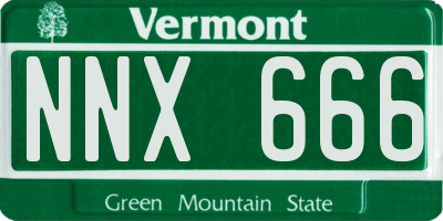 VT license plate NNX666