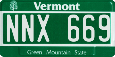 VT license plate NNX669