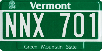 VT license plate NNX701