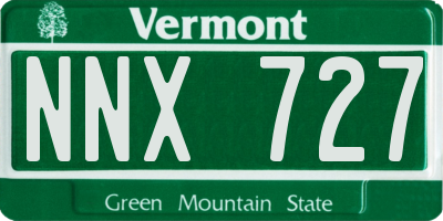 VT license plate NNX727