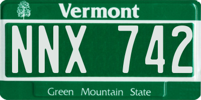 VT license plate NNX742