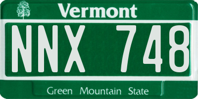 VT license plate NNX748