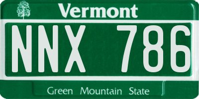 VT license plate NNX786