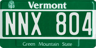 VT license plate NNX804