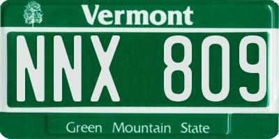 VT license plate NNX809