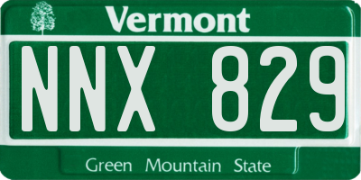 VT license plate NNX829