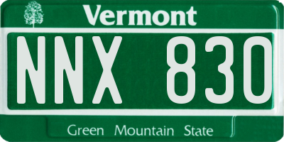 VT license plate NNX830
