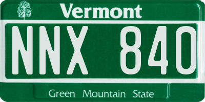 VT license plate NNX840
