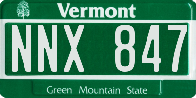 VT license plate NNX847