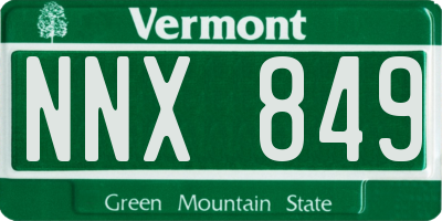 VT license plate NNX849