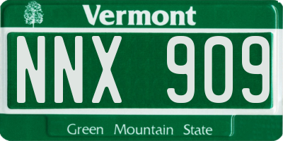 VT license plate NNX909
