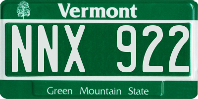 VT license plate NNX922