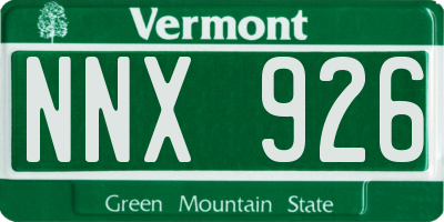 VT license plate NNX926