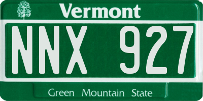VT license plate NNX927