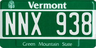 VT license plate NNX938