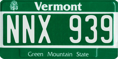 VT license plate NNX939