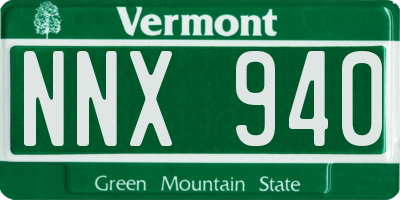 VT license plate NNX940