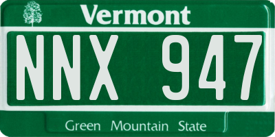 VT license plate NNX947