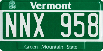 VT license plate NNX958