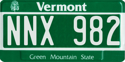 VT license plate NNX982