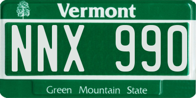 VT license plate NNX990