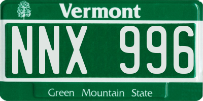 VT license plate NNX996