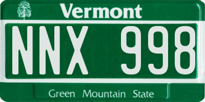 VT license plate NNX998
