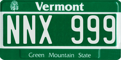VT license plate NNX999