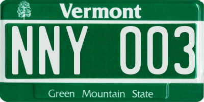 VT license plate NNY003