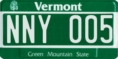 VT license plate NNY005