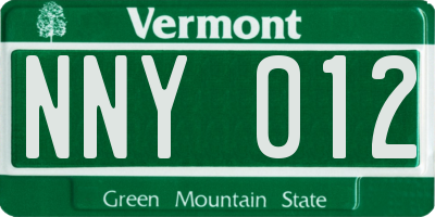 VT license plate NNY012