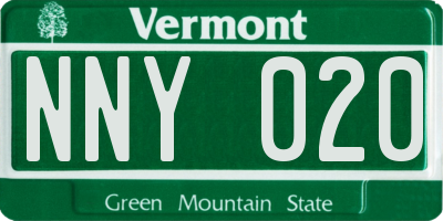 VT license plate NNY020
