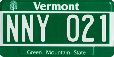 VT license plate NNY021