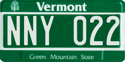 VT license plate NNY022
