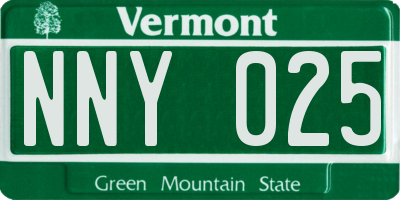 VT license plate NNY025