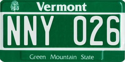 VT license plate NNY026