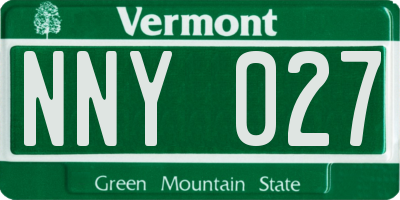 VT license plate NNY027