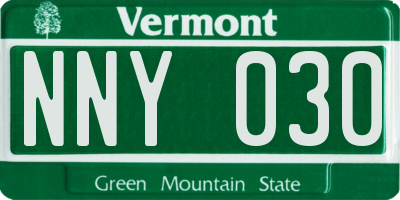 VT license plate NNY030