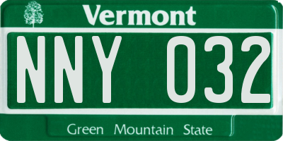 VT license plate NNY032